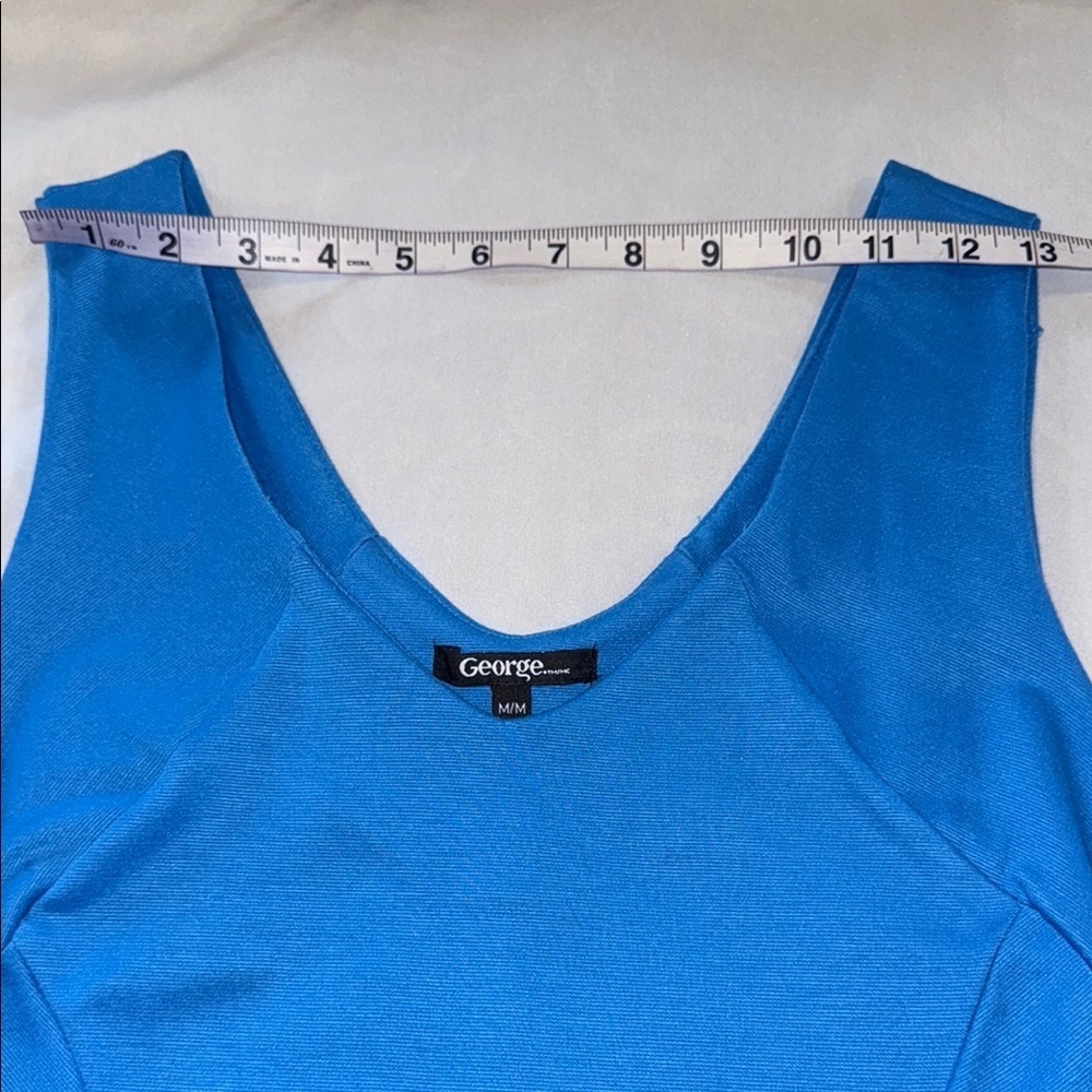 George Dress Blue Sheath Midi Office Cocktail Formal Women's Size M - Picture 6 of 10